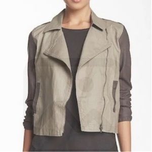 Eileen Fisher Coated Organic Linen Moto Jacket